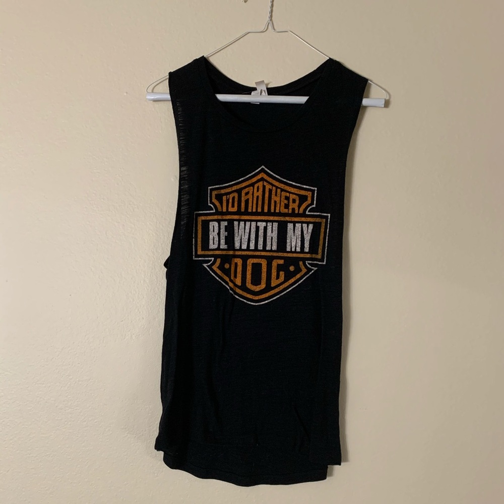 Id rather be with my dog tank Harley Davidson